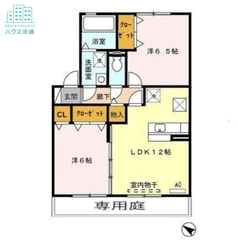 ビブレ原口(2LDK/1階)の間取り写真