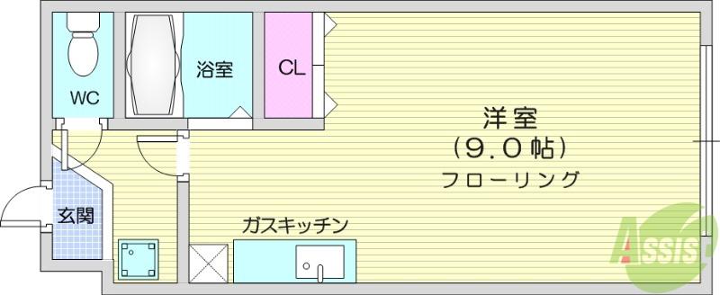 ローラン(ワンルーム/1階)の間取り写真