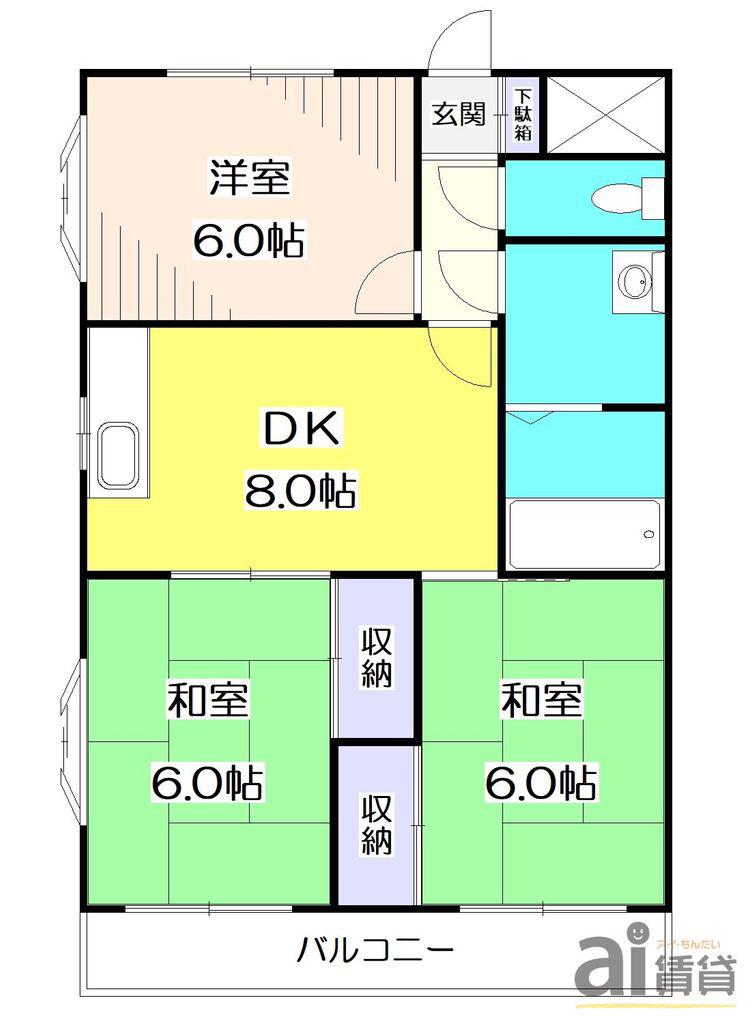 エスポアール東久留米(3DK/3階)の間取り写真