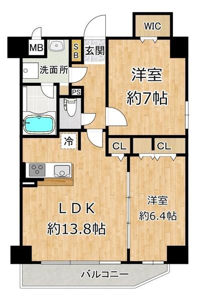 レイワニティ プレイス(2LDK/5階)の間取り写真