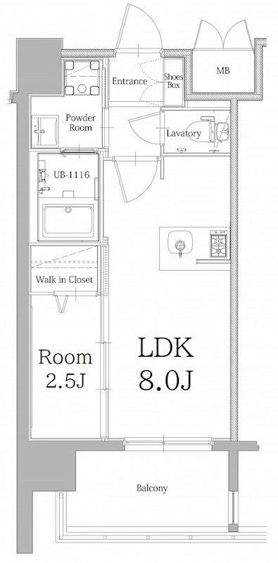 エンクレスト大手門GLOW(1LDK/7階)の間取り写真