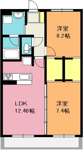 リトルフォレスト(2LDK/1階)の間取り写真