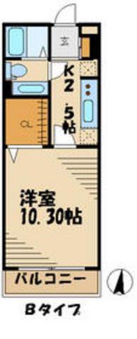 ウィステリア(1K/1階)の間取り写真