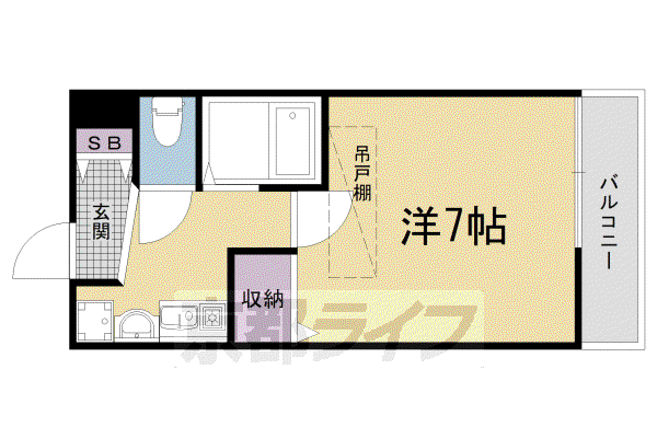 KDXレジデンス西院(1K/6階)の間取り写真