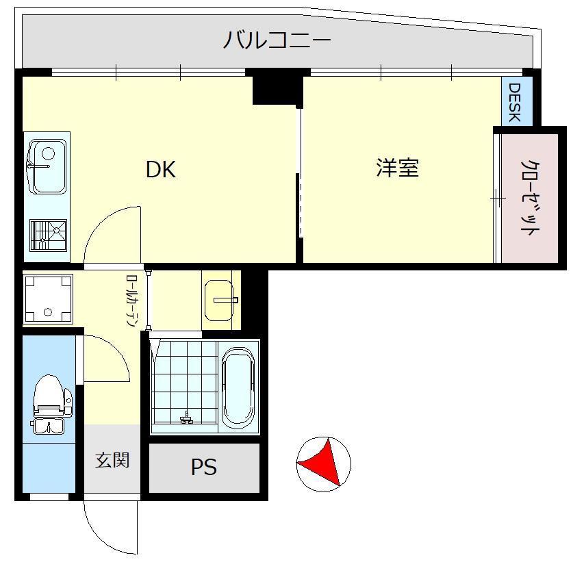 コーポ東一(1DK/5階)の間取り写真