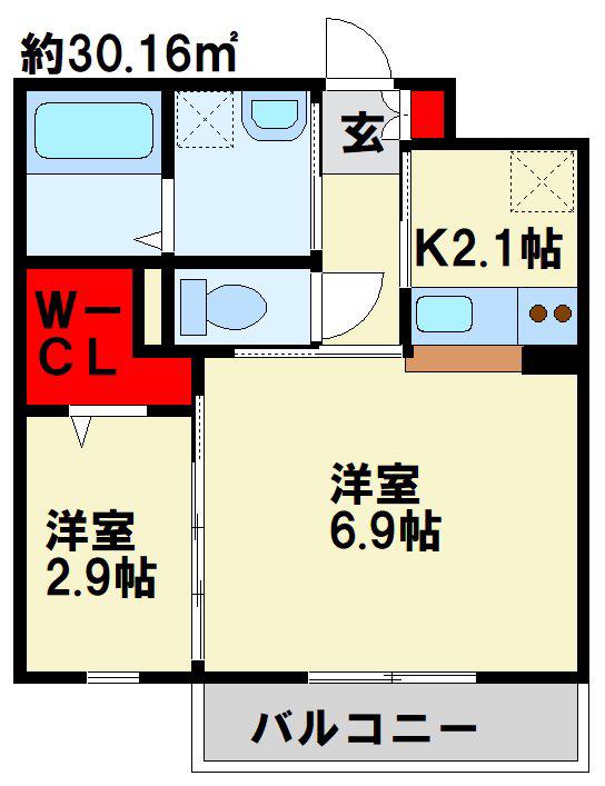 ERIOS COURT KII(2K/1階)の間取り写真