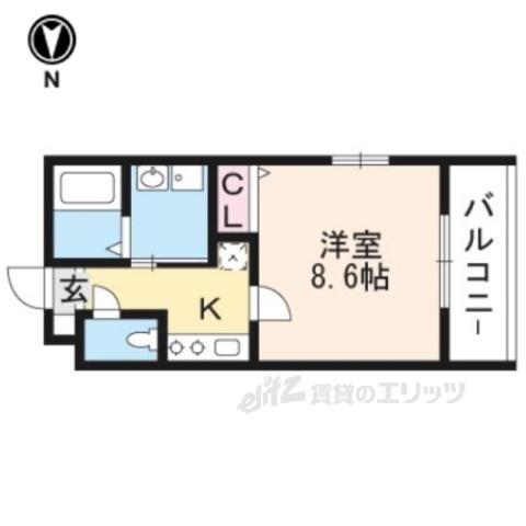 グランディール四条大宮(1K/2階)の間取り写真