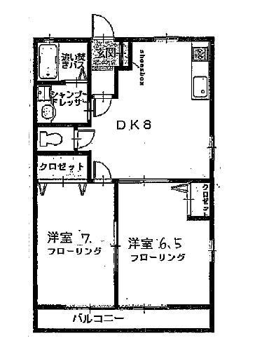 エクセルアーク(2DK/1階)の間取り写真