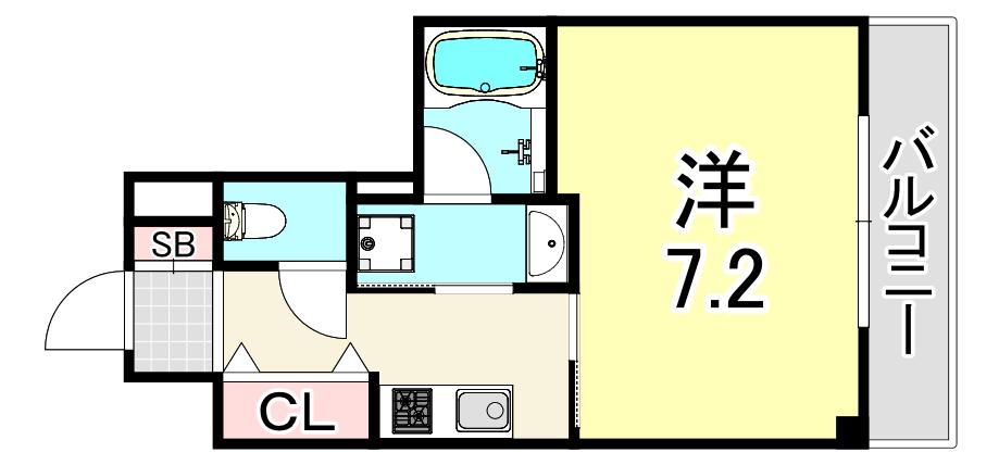 ブランTAT西宮本町II(1K/4階)の間取り写真