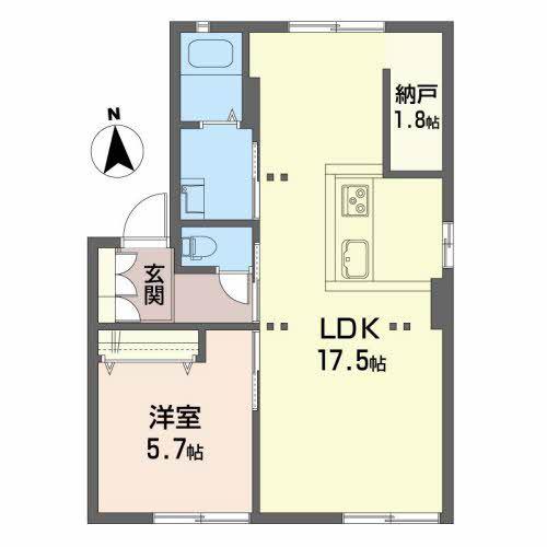フォーレス鳥沼A(1LDK/1階)の間取り写真