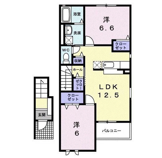 ピュアグリーンII(2LDK/2階)の間取り写真