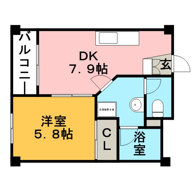 ワンピース(1DK/5階)の間取り写真