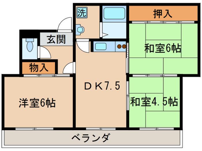 コーポ弘和(3DK/2階)の間取り写真