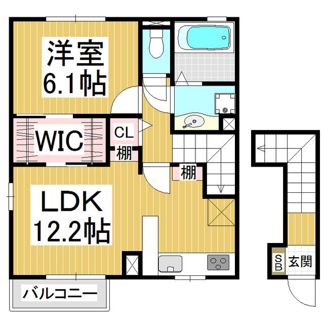 BELLECOURT狐島(1LDK/2階)の間取り写真