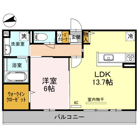 ムーラン ア ヴァン(1LDK/2階)の間取り写真
