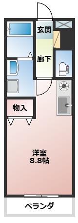エトワール(ワンルーム/2階)の間取り写真