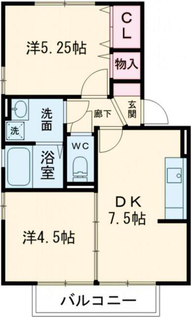 ポサーダ四季(2DK/2階)の間取り写真