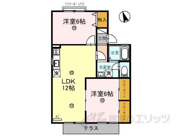 グリーンタウン杉原(2LDK/1階)の間取り写真
