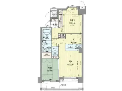 ハイグランド香椎駅前(2LDK/2階)の間取り写真