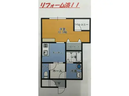 パークサイドビルマンション(1K/1階)の間取り写真