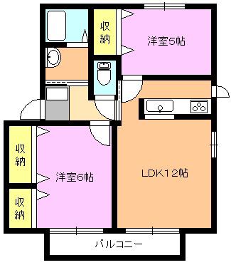 メゾンシャルムF(2LDK/2階)の間取り写真