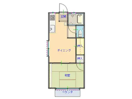 グリーンコーポ(1DK/2階)の間取り写真