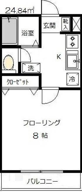 ビューナカヤマ(1K/1階)の間取り写真