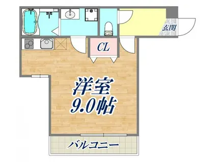 ノイヴェル姫島(ワンルーム/2階)の間取り写真
