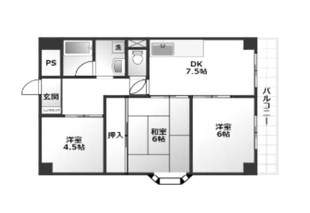 シティハイツ立花2(3DK/4階)の間取り写真