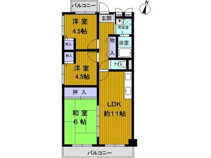 カルムエール乾(3LDK/2階)の間取り写真