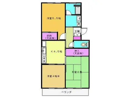 ニューパークマンション(3K/2階)の間取り写真