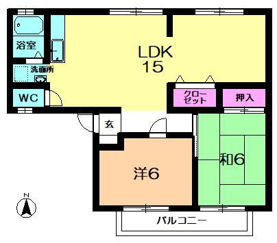 フラッグスタッフハイツB(2LDK/2階)の間取り写真