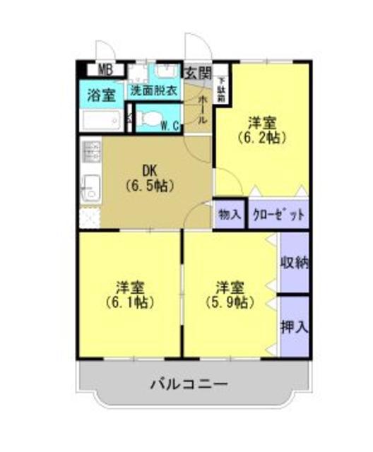 ユーミーカブキ(3DK/2階)の間取り写真