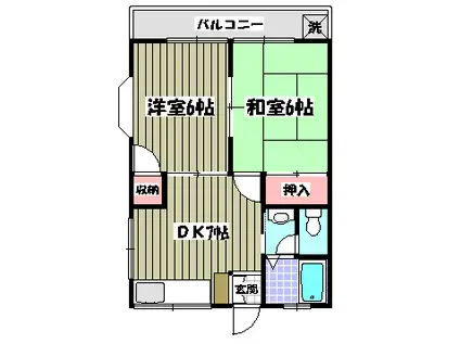 第二旭ハイツA(2DK/1階)の間取り写真