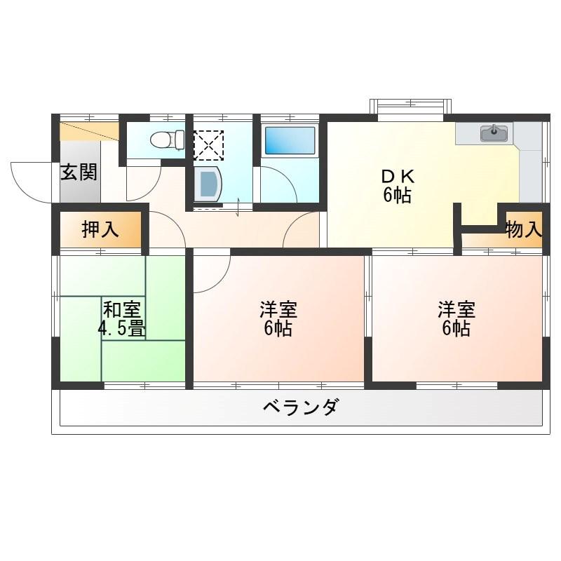 コーポシオタ(3DK/2階)の間取り写真