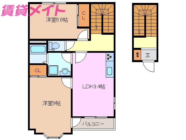 ポラリス(2LDK/2階)の間取り写真