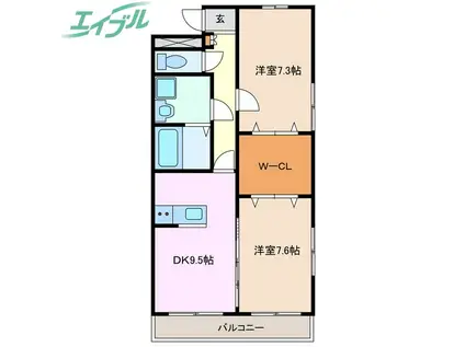 コーラルガーデン(2DK/3階)の間取り写真