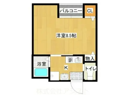 伊岐須ベルエア九工大(1K/1階)の間取り写真