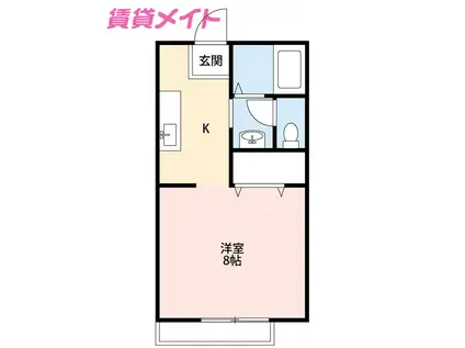 ディアコートみやびII(1K/2階)の間取り写真