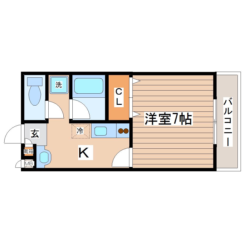 イーグルハイツ南光台(1K/3階)の間取り写真