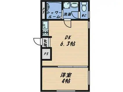 ラムールすみれ(1DK/2階)の間取り写真