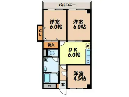 アズーリ(3DK/1階)の間取り写真