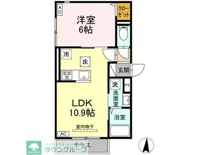 セレスティア加賀(1LDK/1階)の間取り写真
