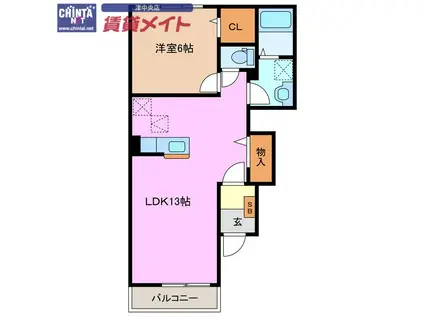 ファインパティオ(1LDK/1階)の間取り写真