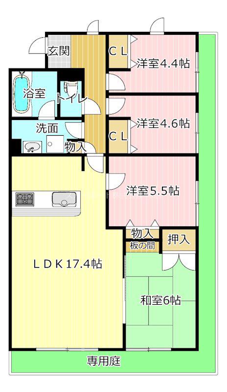 アズ・パセーヌ佐鳴湖壱番館(4LDK/1階)の間取り写真