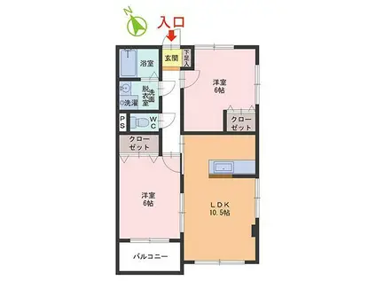 ライトハウス(2LDK/1階)の間取り写真