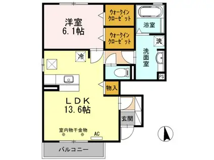 アベニール小黒田 B棟(1LDK/1階)の間取り写真