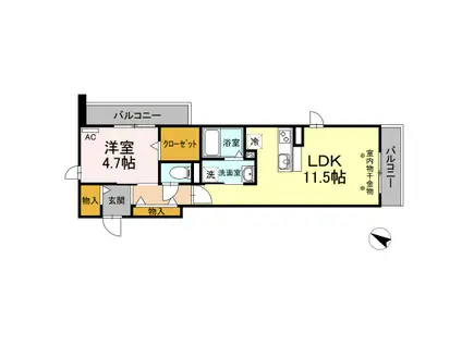 ヴェルドミール(1LDK/5階)の間取り写真