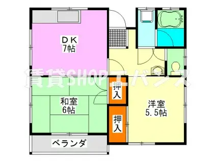 グラッチェ船橋(2DK/2階)の間取り写真