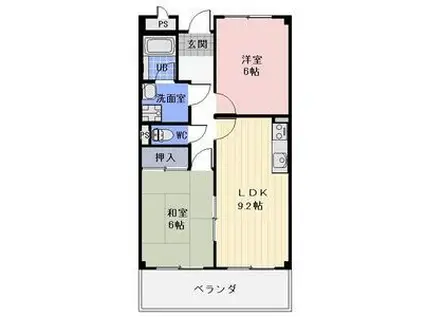 ヴァンベール(2LDK/2階)の間取り写真